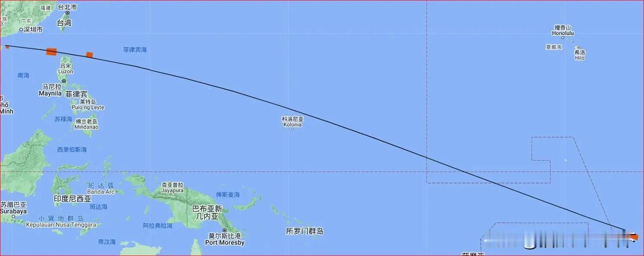 中国今晨向太平洋发射洲际弹道，轨迹显示：导弹紧贴菲律宾上空飞过！穿越赤道后，准确