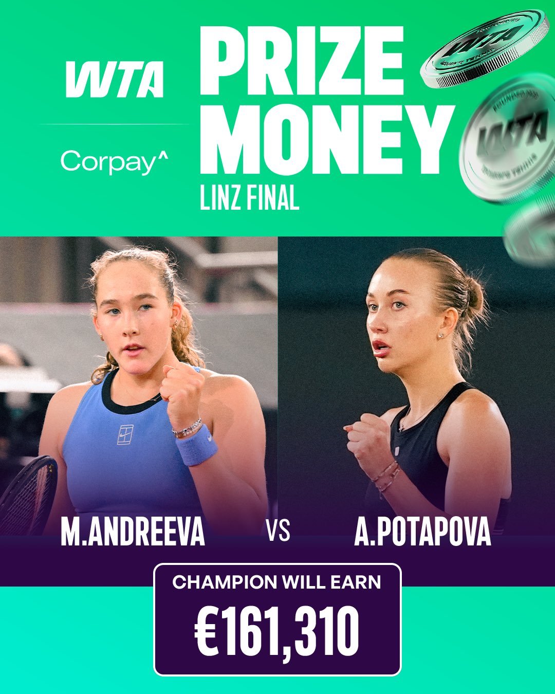 林茨500赛半决赛：安德列娃6-4 6-1鲁塞，波塔波娃6-4 6-2维基奇决赛