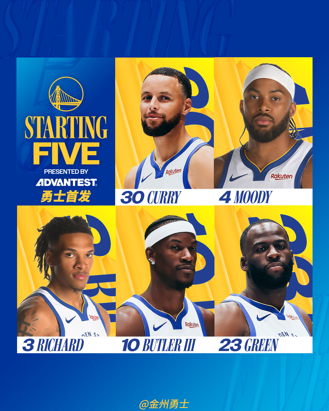 勇士今日首发：火箭vs勇士