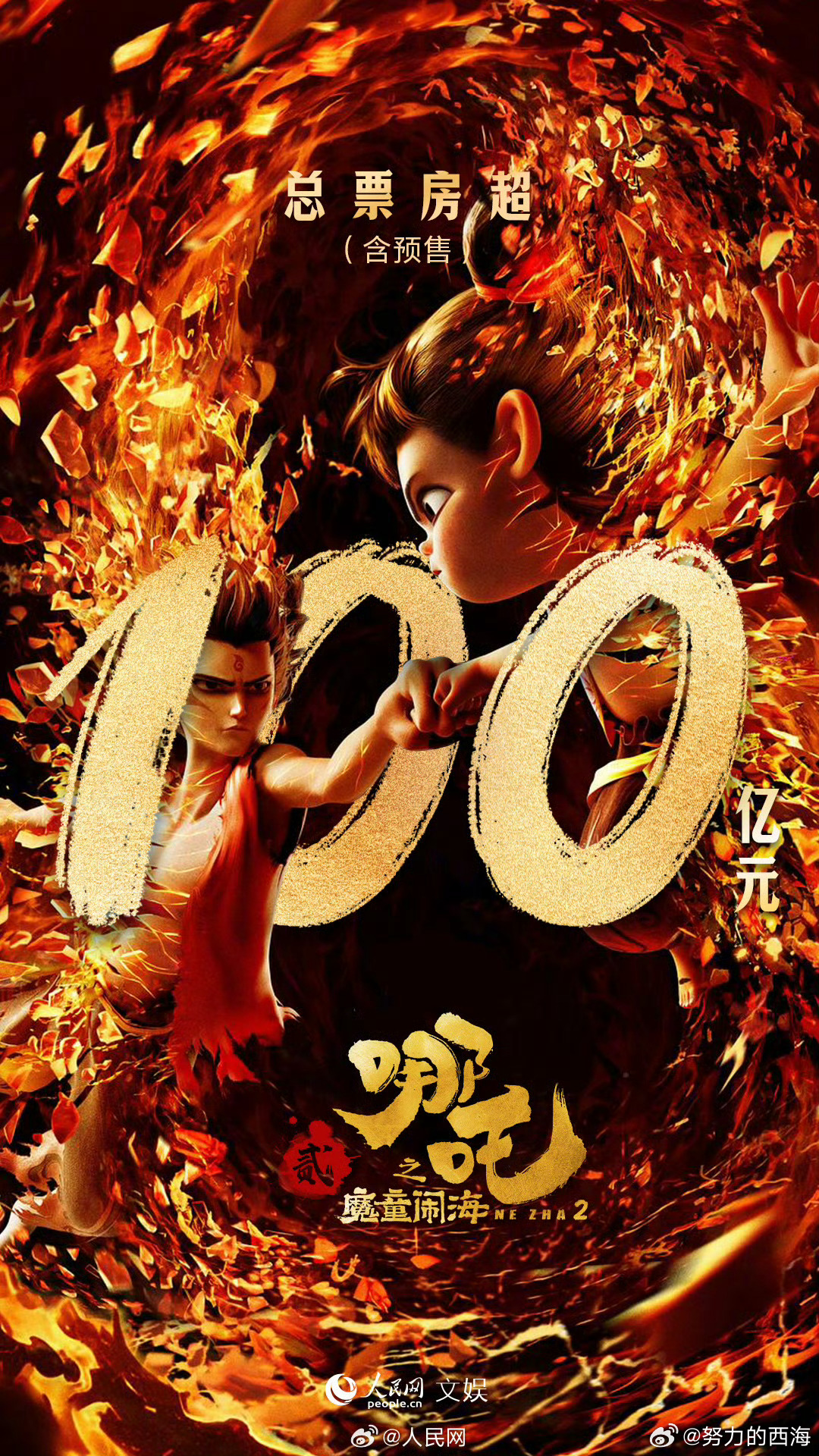 【转发祝贺！ 哪吒2全球票房破百亿 】 祝贺哪吒2票房破100亿  [哪吒开心]