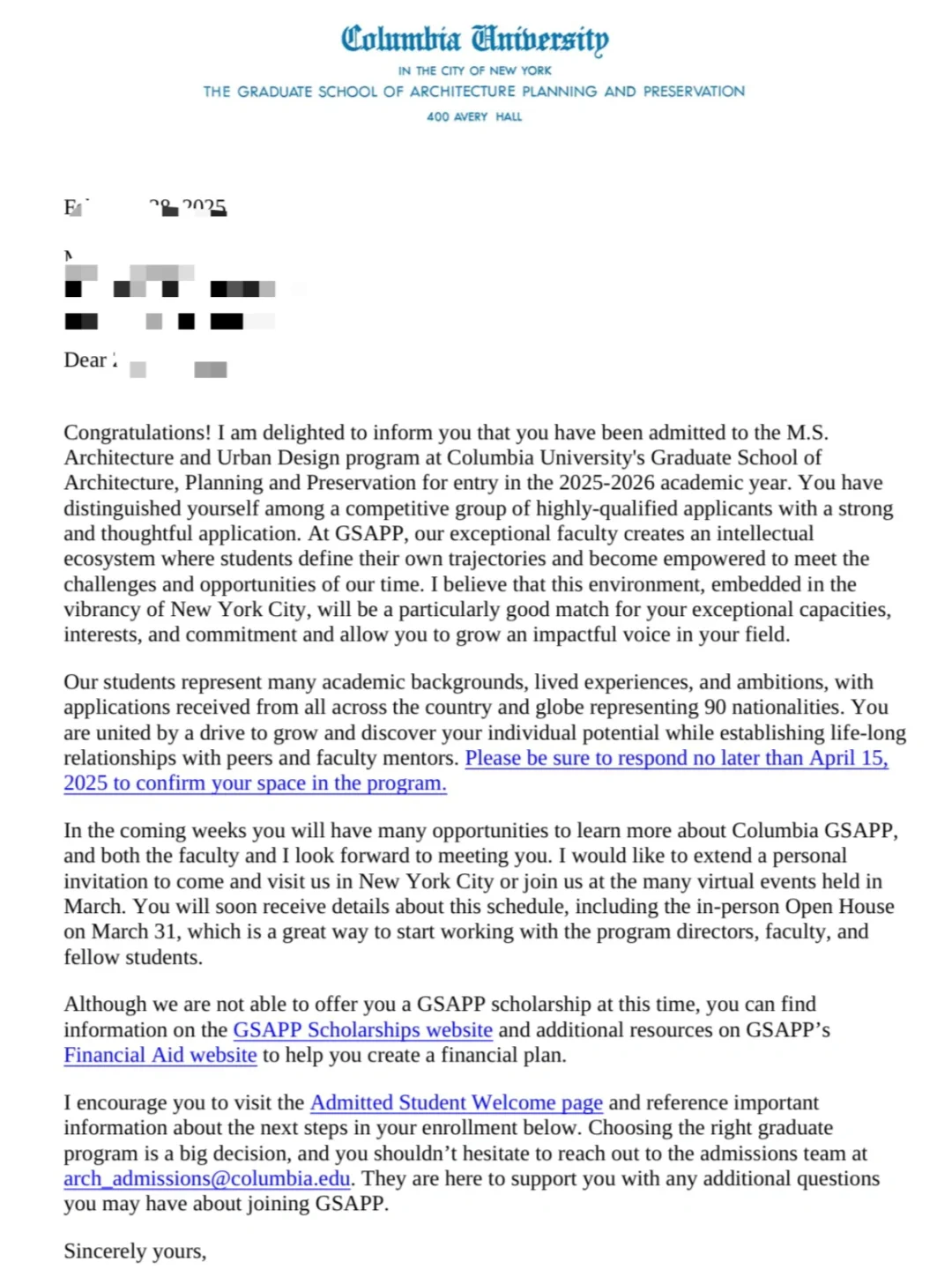 哥大再爱我一次吧😭把GSAPP换成Engineer吧