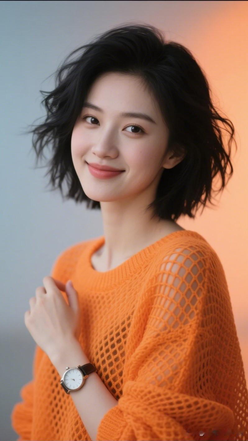 春风拂面笑，暖阳照心间。女星谁最耀眼 元气满满的一天，从温暖的橙色毛衣开始！🌞