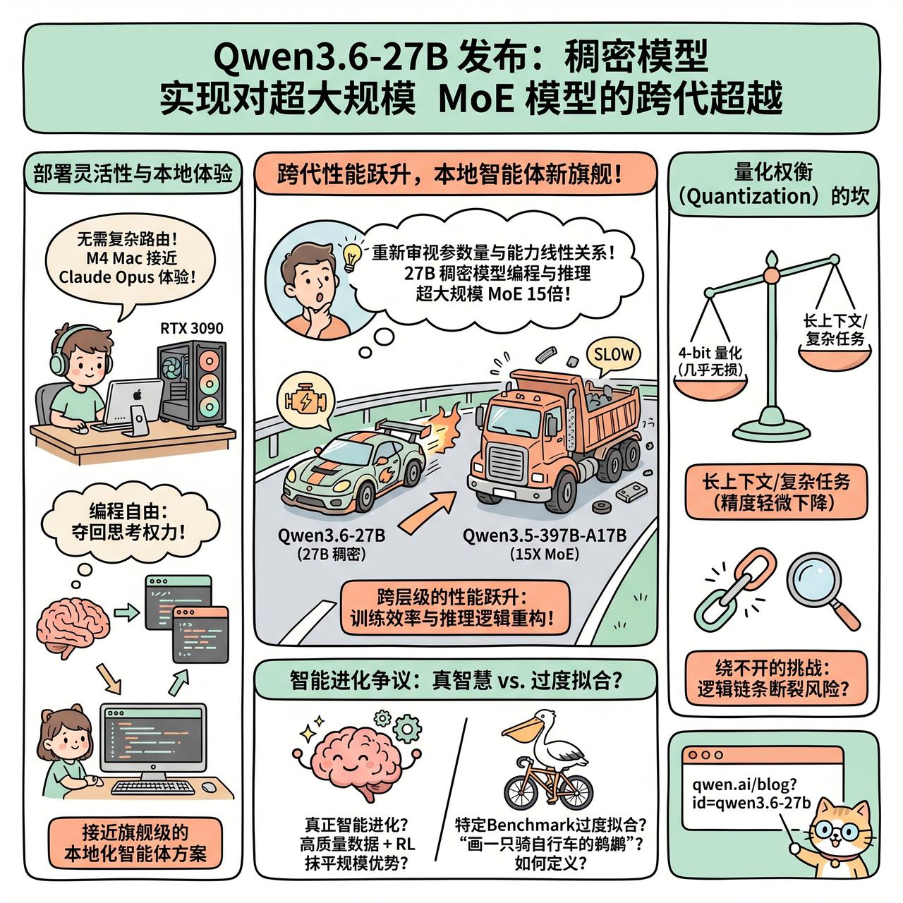 【Qwen3.6-27B 发布：稠密模型实现对超大规模 MoE 模型的跨代超越】