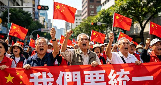 热血一幕！台湾民众街头高举五星红旗，齐声高喊要统一