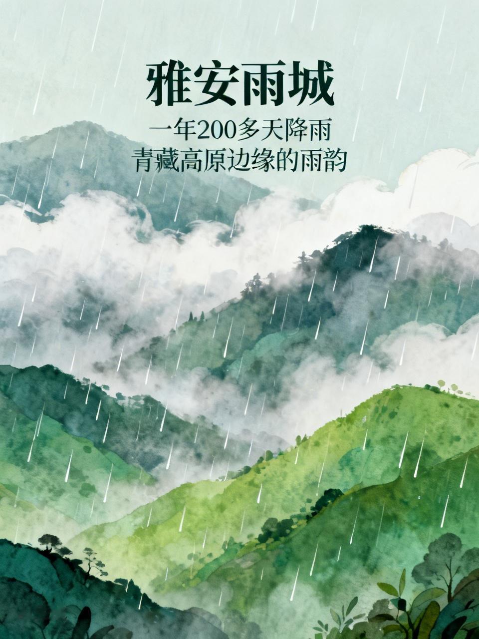 雅安被叫做雨城，那可不是浪得虚名。雅安一年365天，大概有200多天都在下雨。为