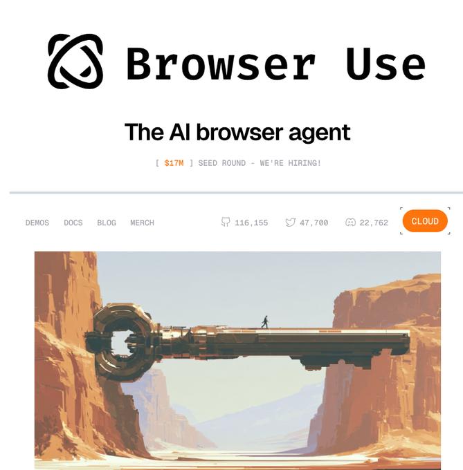 爬虫开始进入 AI Agent 时代了。
browser-use 这个项目，简单