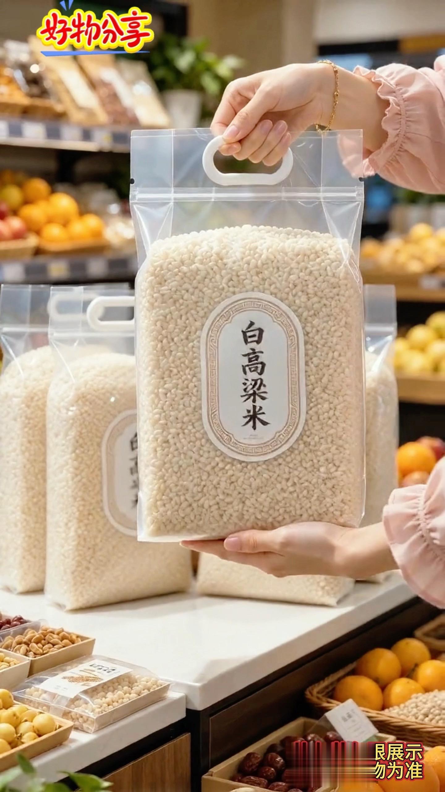 在找正宗白高粱米的看过来！大家看这个颗粒，饱满透亮，新货品质！不管是蒸...