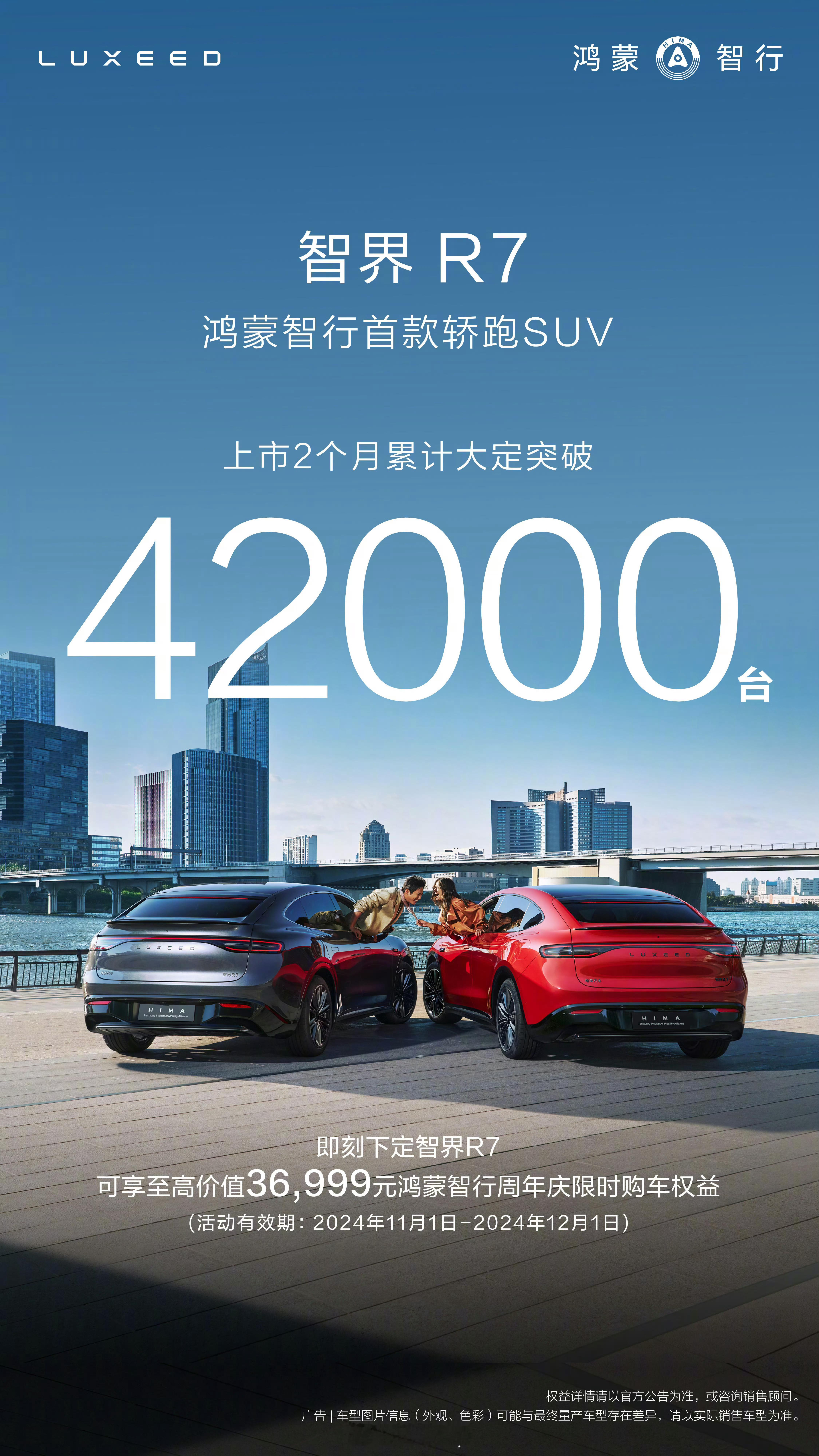 智界R7上市两个月累计大定突破42000台，这销量太猛了，要知道后续R7还会有增
