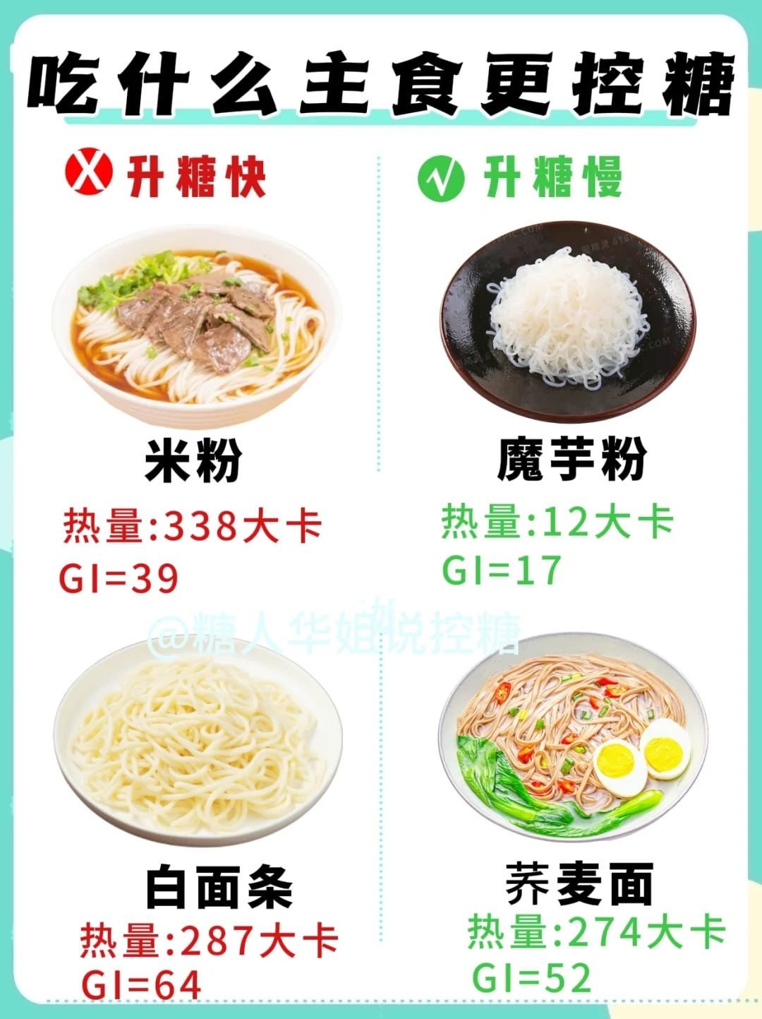 ✅选对主食越吃唐越低❗️低卡、低GI控糖❗