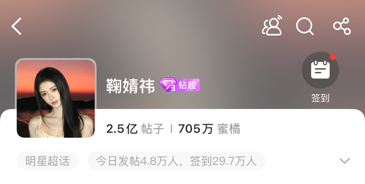 鞠婧祎超话钻3，内娱女明星唯一。女顶流实🔥 