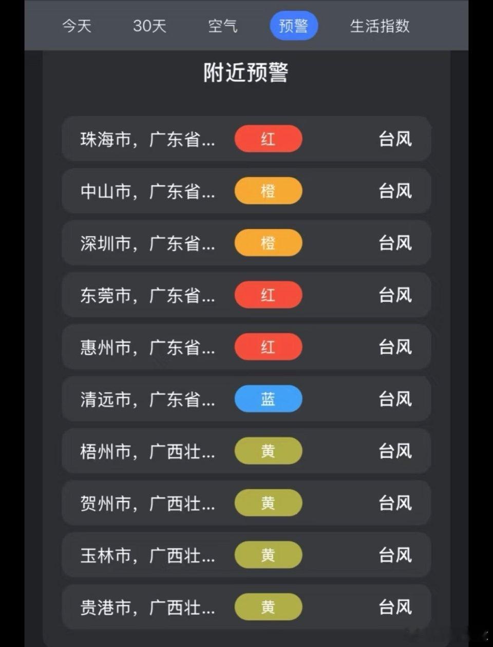 东莞、惠州、珠海全都台风红色预警了😨 ，大家有收到停工停课通知吗？看了下我这边