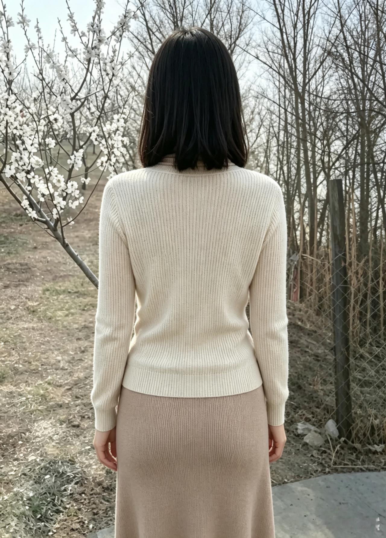 云鬓轻垂映浅妆，繁花作伴影悠长。
人间自有清欢在，一剪春风入鬓香。