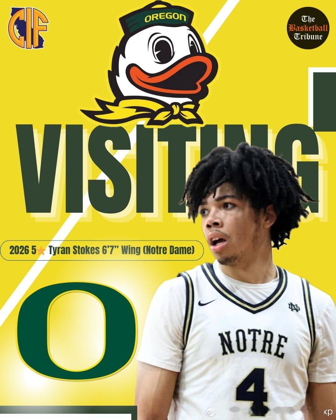 26届全美头号高中生Tyran Stokes本周末访问俄勒冈大学ncaa男篮NB