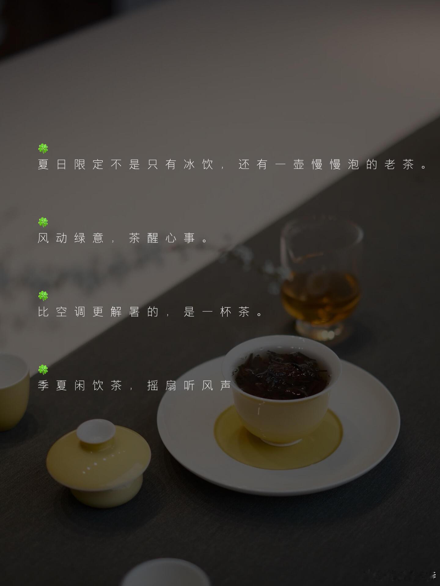 适合七月发的，高级松弛感喝茶文案🍀夏日很长，茶，慢慢喝。窗外是盛夏，杯中是春天