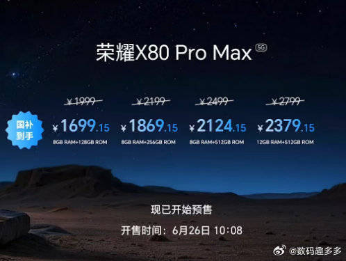 荣耀X80 Pro Max，这价格还可以吧？8GB+128GB——1999元8G