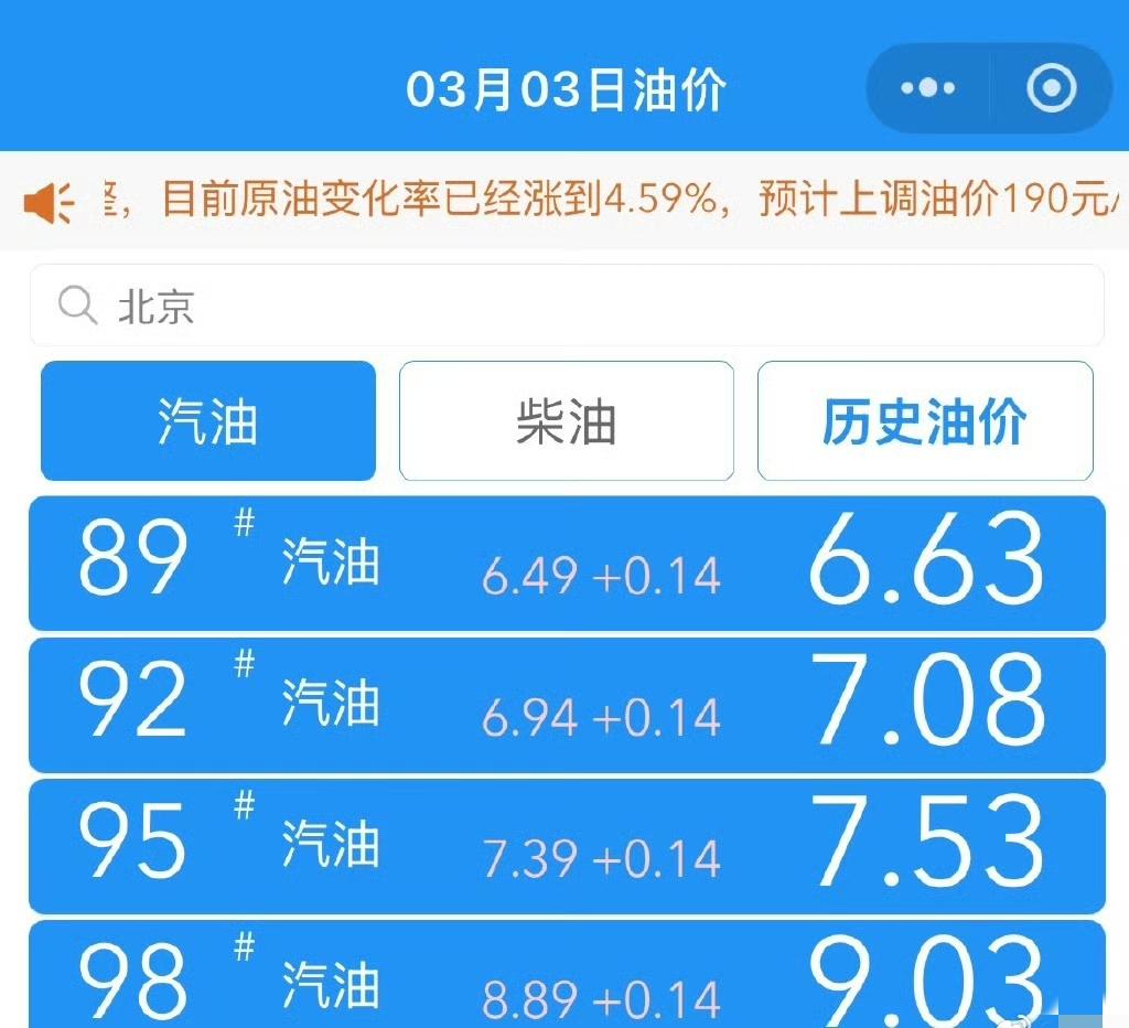 今天看到油价可能要上涨的新闻
想起昨晚买油车的朋友开车带我去逛灯会，路上他一边看