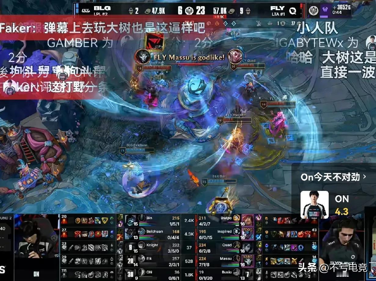战歌起！BLG对战PLY 2-2 
汗，看似2-2 实则1-3
不是PLY第三局