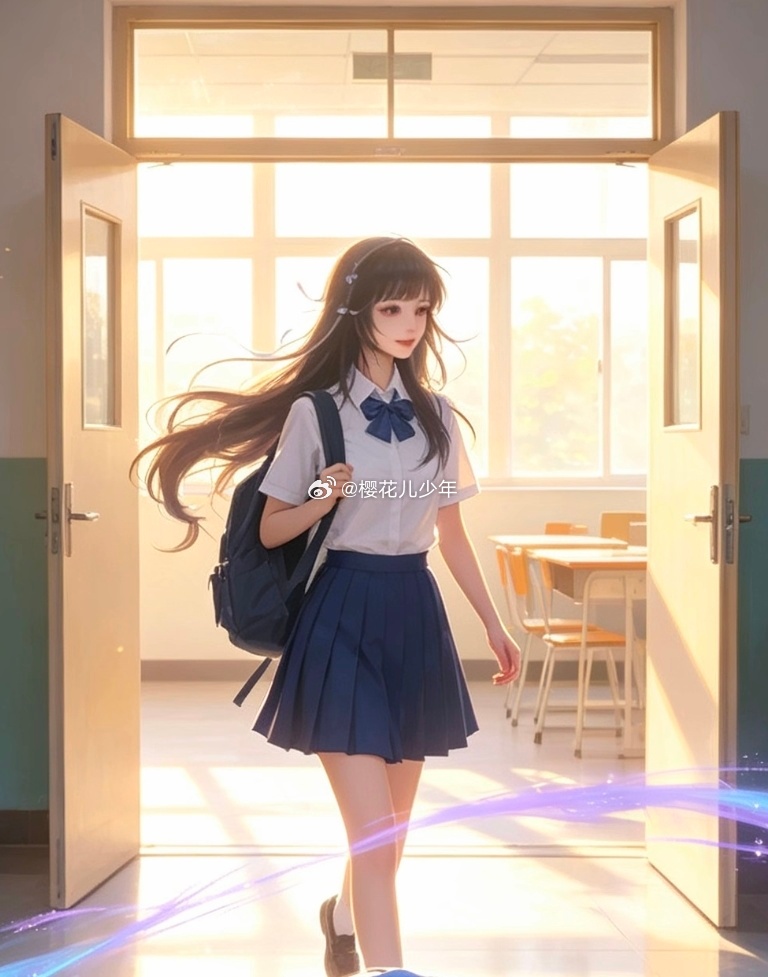 王者英雄开学变装王者高校迎新季我在学校很想农蓝调清透妆容，飘逸的蓝丝带搭配莲元素