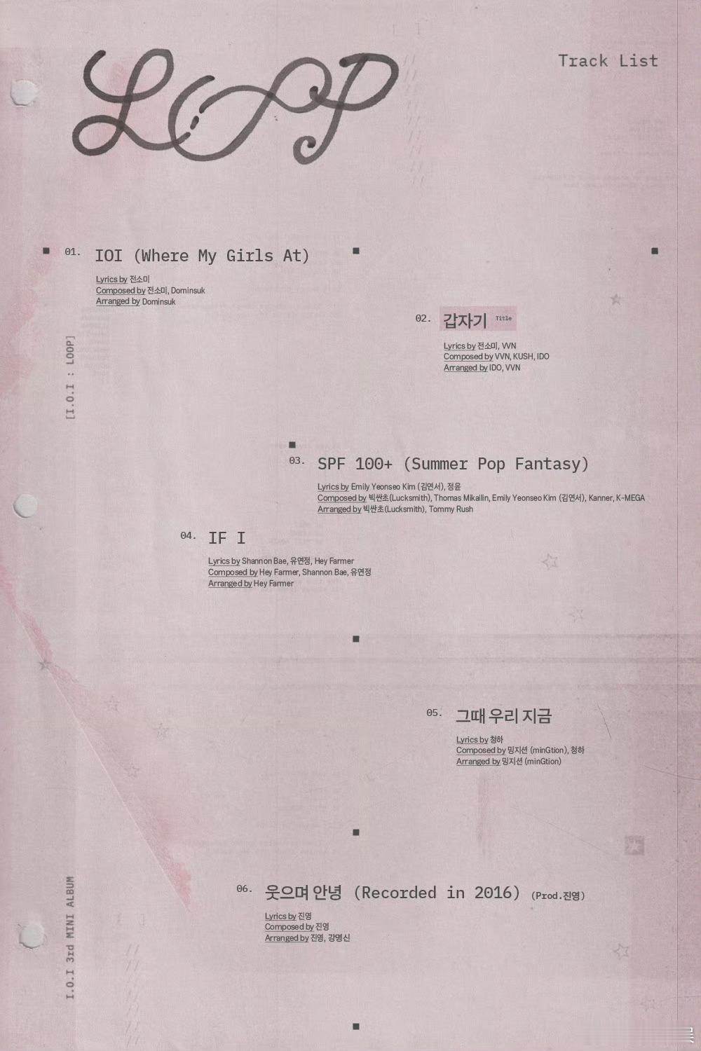 IOI专辑歌单 I.O.Iioi 迷你三辑《I.O.I：LOOP》歌单公开，专辑
