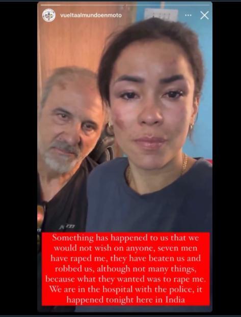西班牙旅游博主称，他们夫妻二人在印度被人袭击，男的被揍，女的被7个印度人轮奸和性