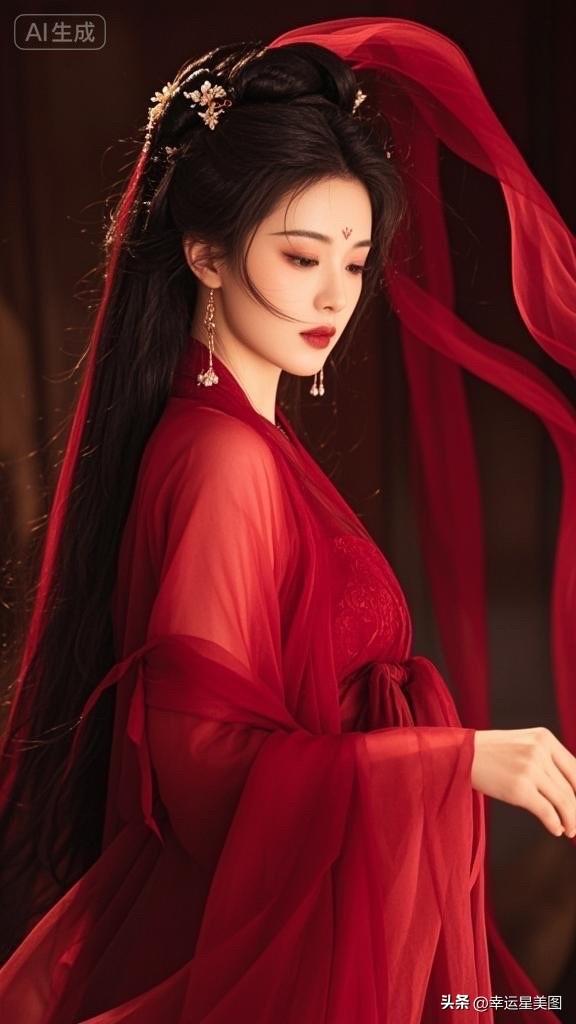 红衣美人，古风飘逸，如梦似幻