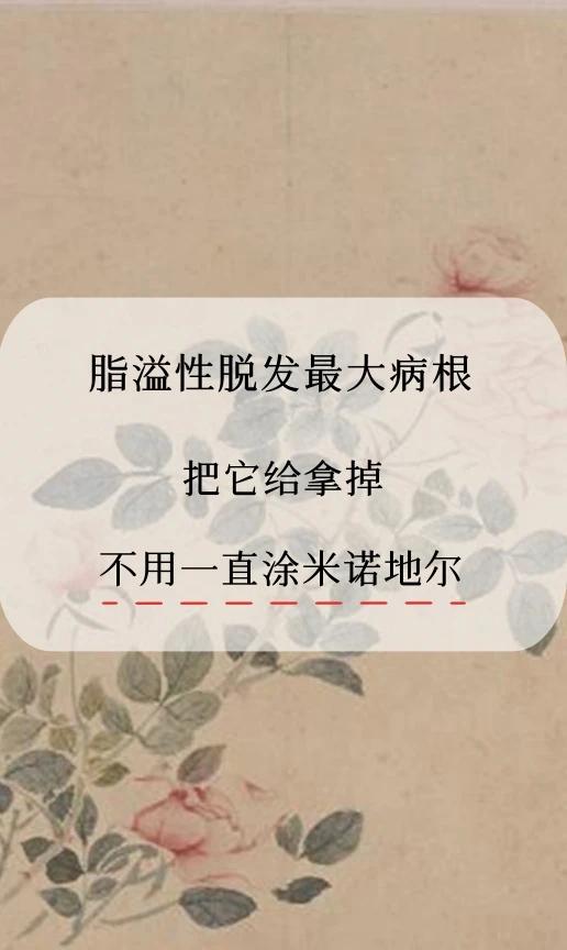 脂溢性脱发最大病根
把它给拿掉
不用一直涂米诺地尔

脂溢性脱发最大的祸根，把它