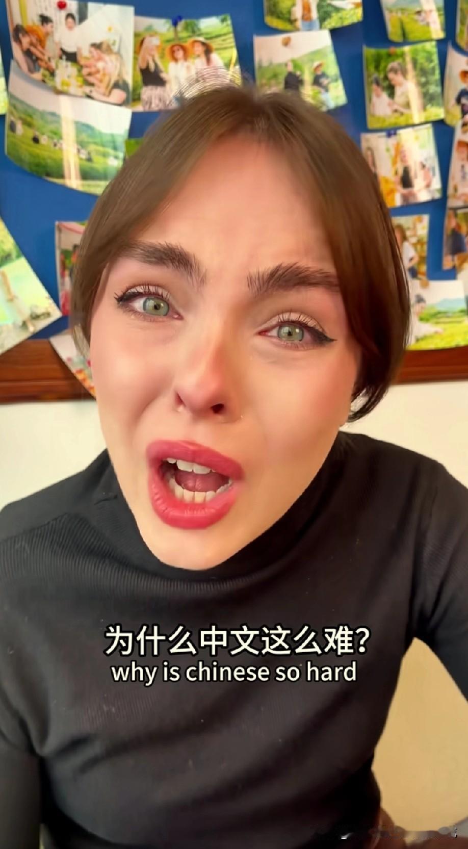 外国人学中文，就一句“请这边走”把外国美女练崩溃了，“zou”和“jiu”怎么也