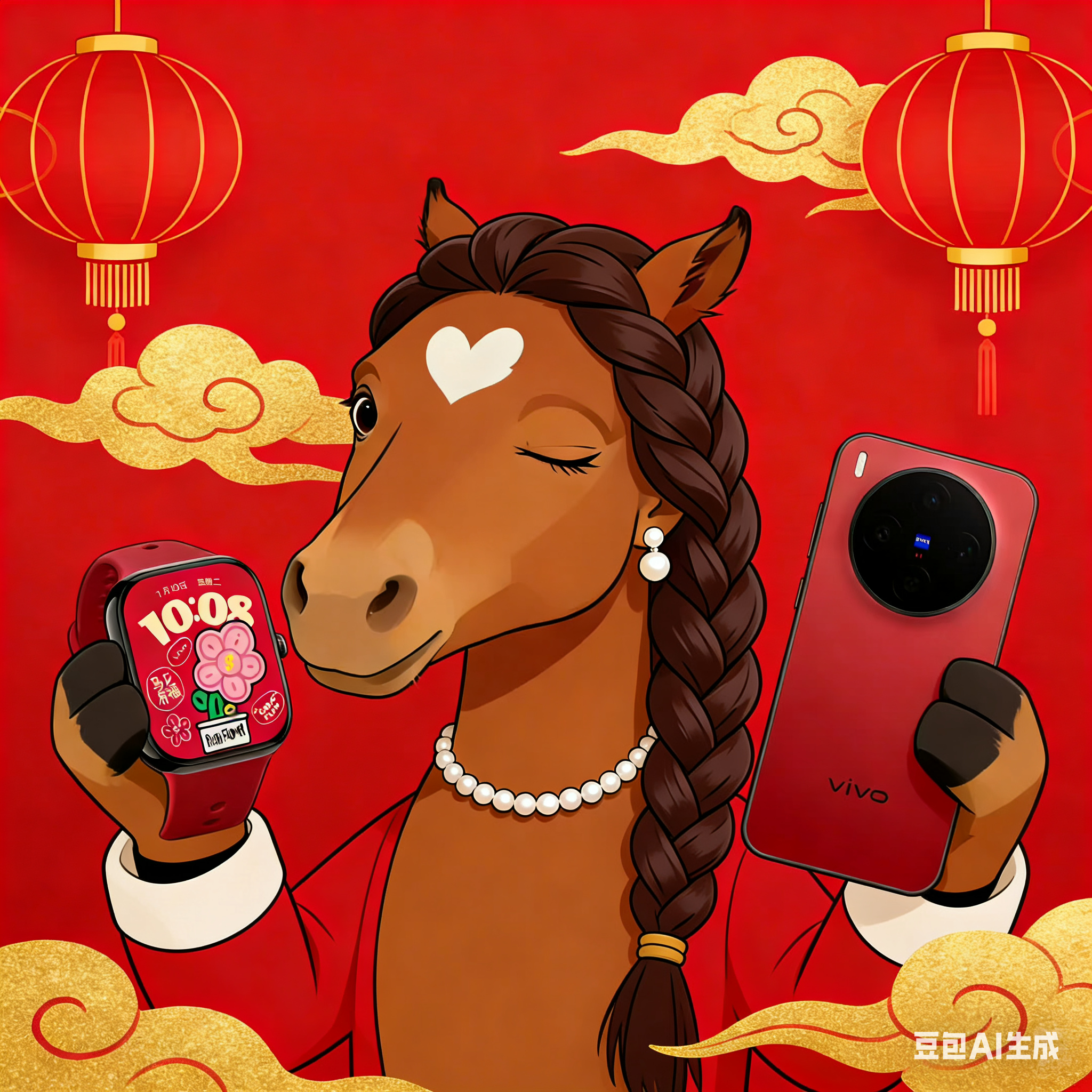 别人过年左手一只鸡，右手一只鸭咱左手幸运红，右手幸运红，让我马年从头红到尾巴吧