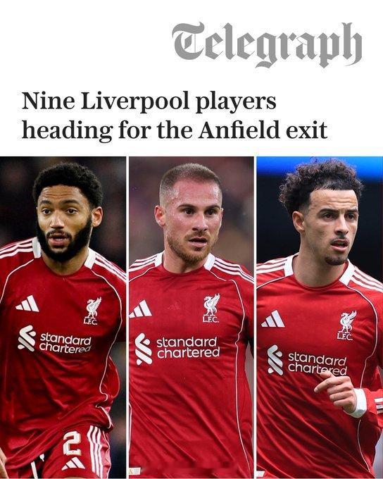 【大清洗？利物浦夏窗9人离队】《电讯报》Dominic King：有多达9名利物