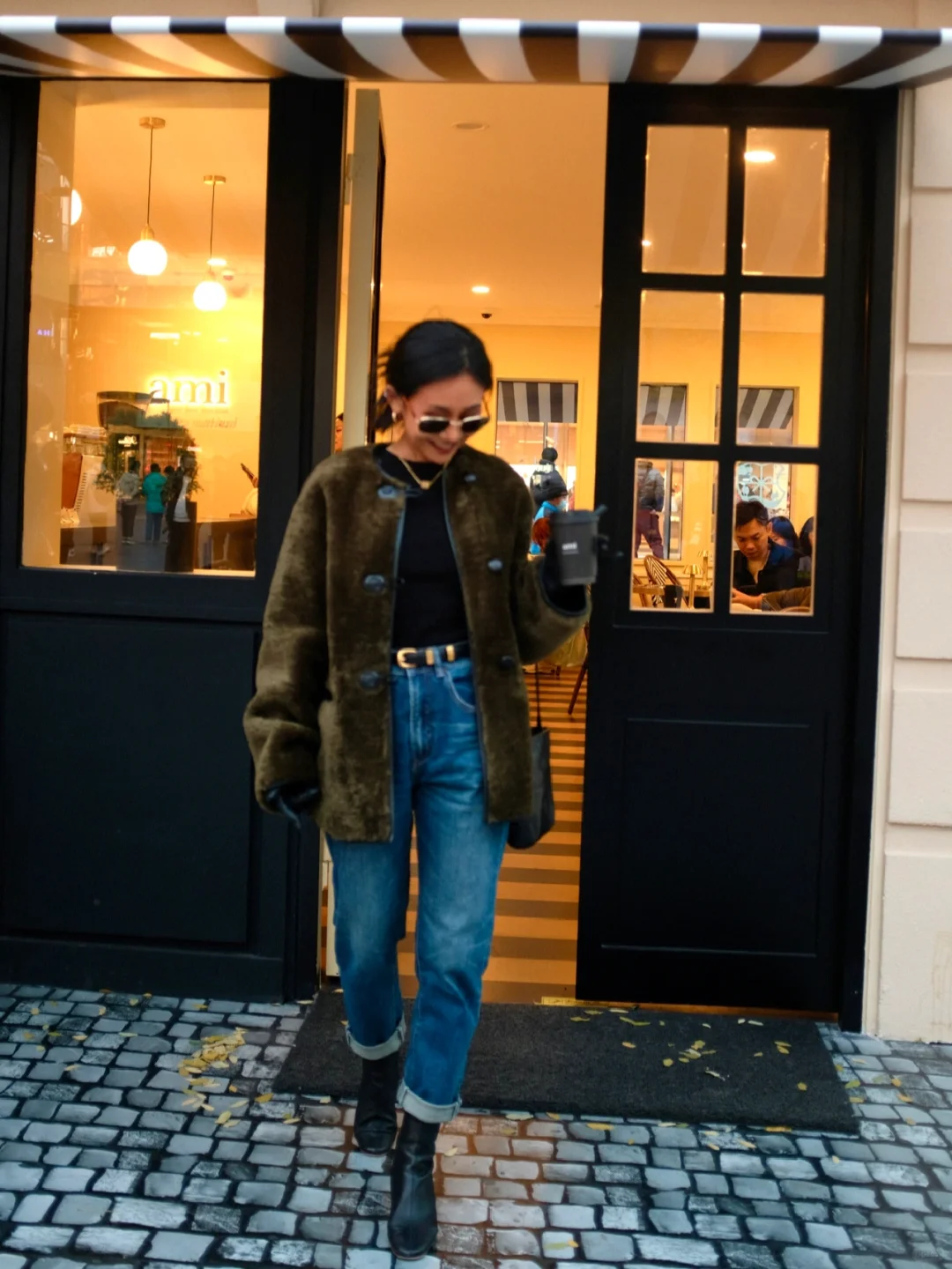 155 41kg ootd｜冬天的橄榄绿毛茸茸和金灿灿