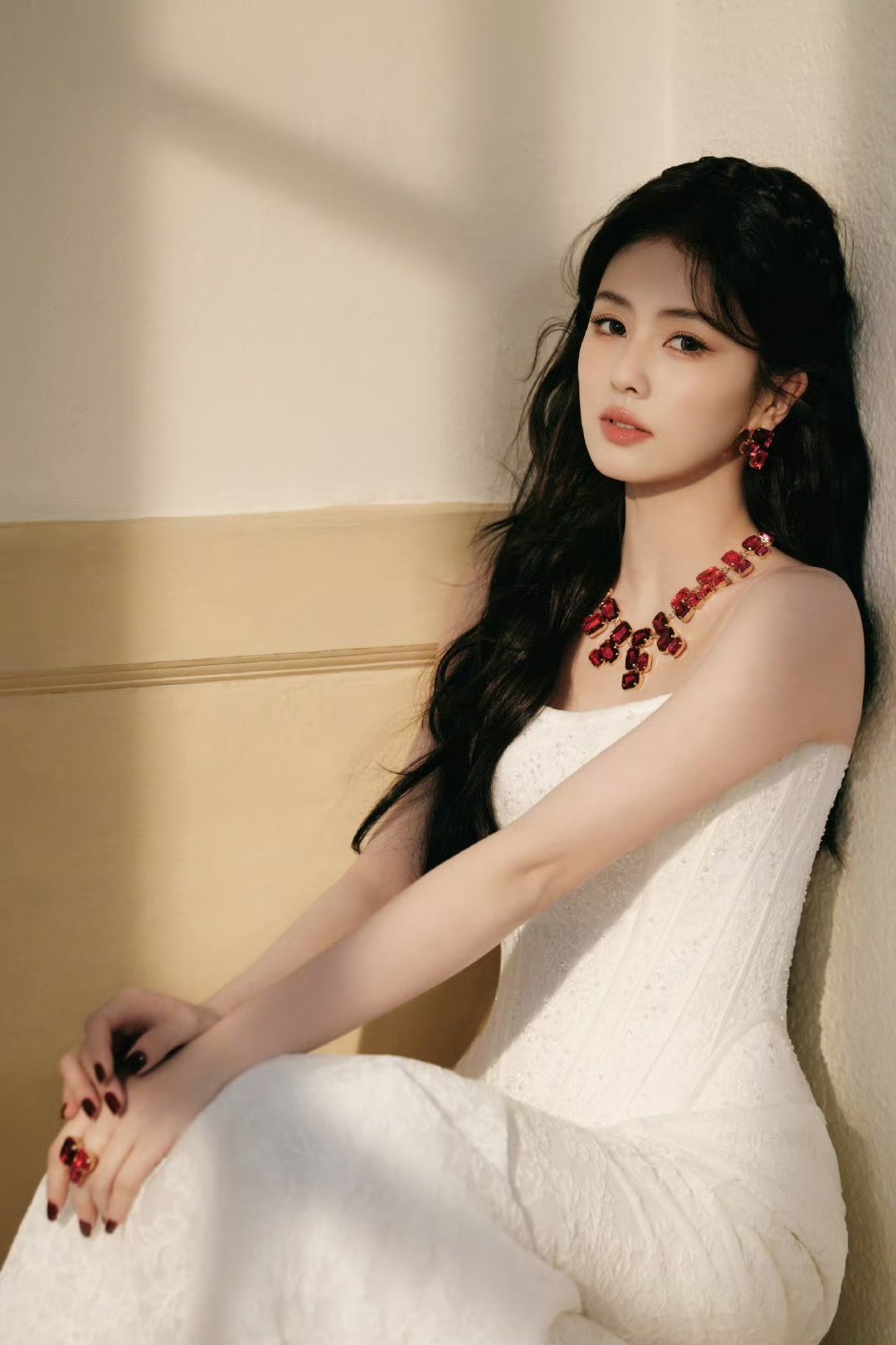 白鹿白色蕾丝裙白鹿雅致长裙白鹿白色蕾丝裙 