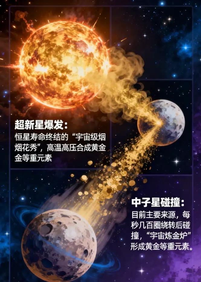 黄金为什么贵？因为地球本身，是炼不出黄金的。黄金来自一场发生在数十亿年前的宇宙爆