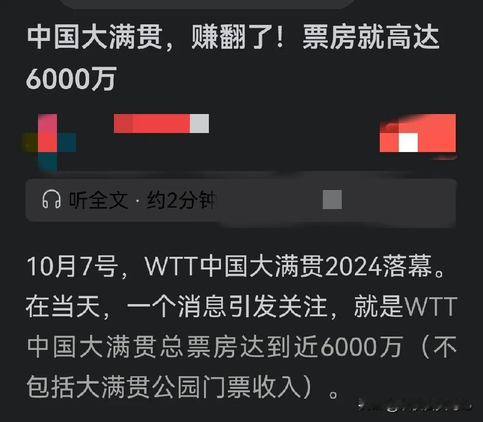 大满贯赛事6000万门票收入只相当于……
6000万人民币是个什么鬼？
约合90