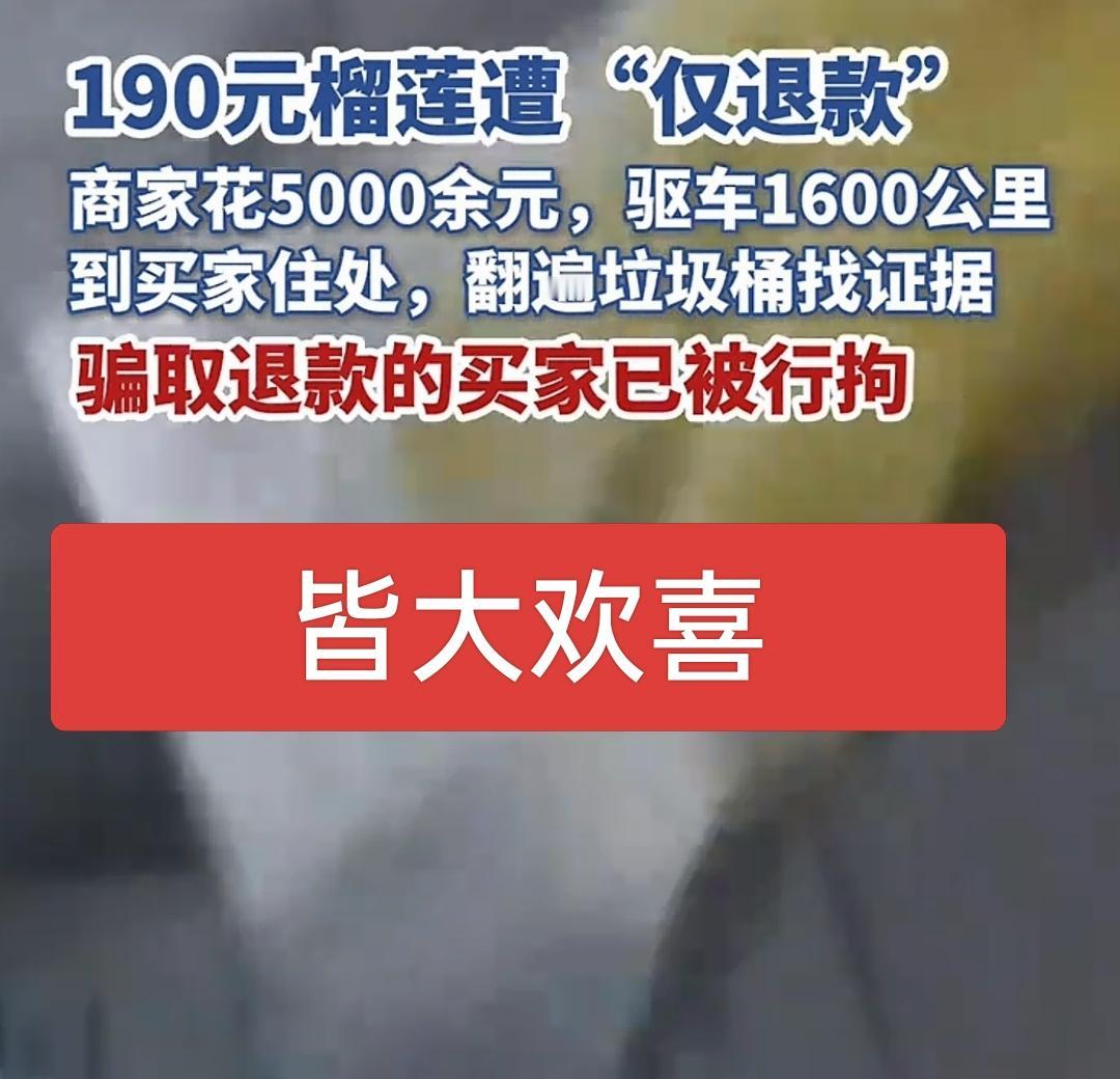 190元网购榴莲仅退款的后续来了！想白嫖榴莲的买家已被行拘，原来买点袁某是个惯犯