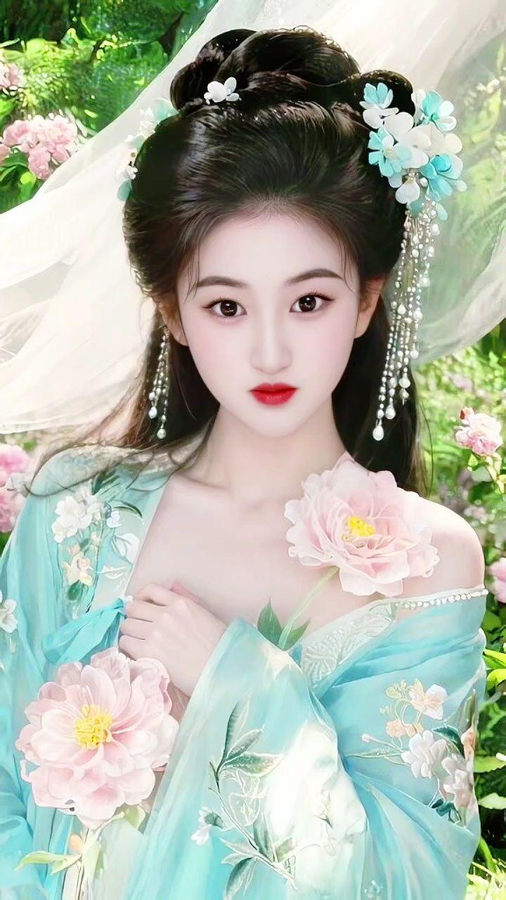 汉服 古风妆造里的东方韵 花下汉服美人 汉服小姐姐 汉服之美在华夏
