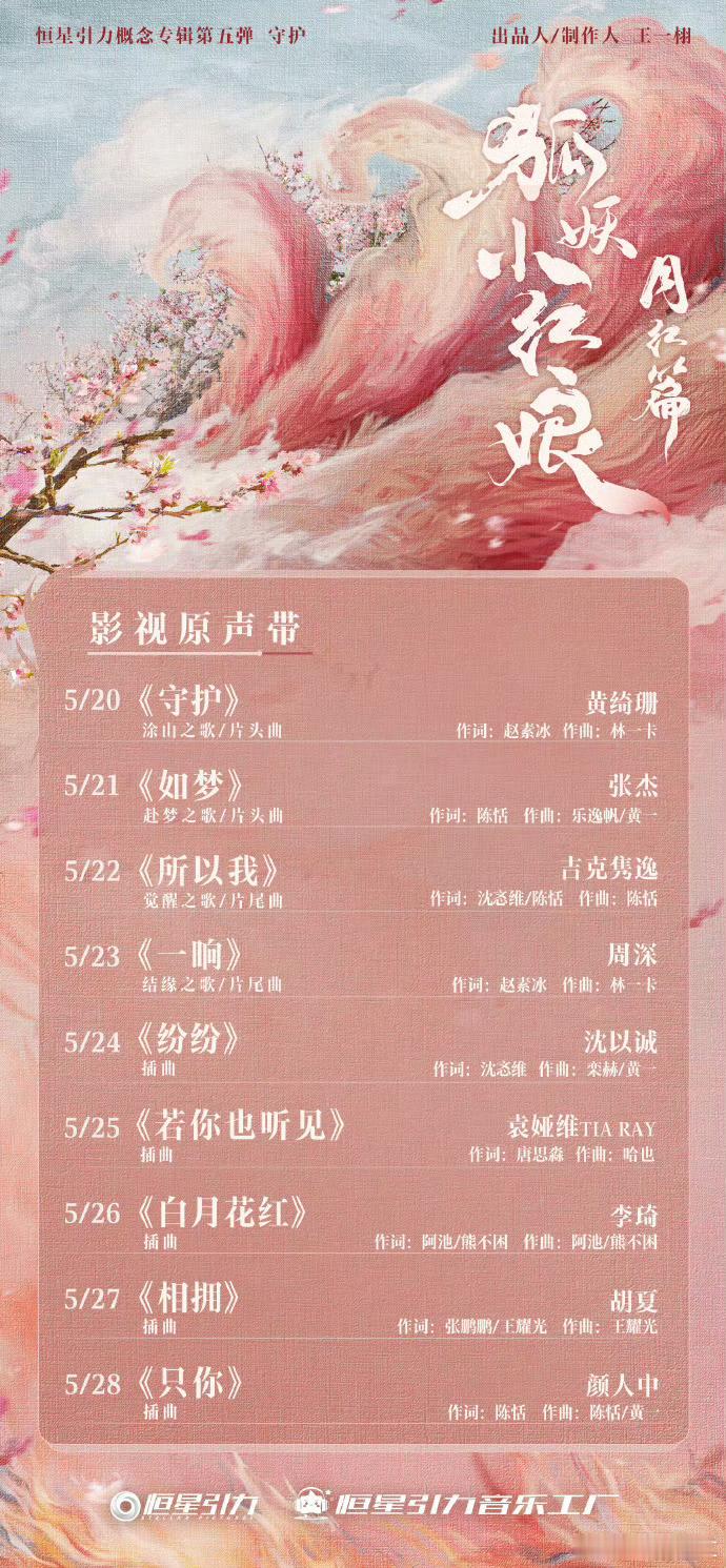 #张杰周深献唱狐妖月红篇OST#黄绮珊，张杰，周深，吉克隽逸，袁娅维，胡夏，颜人