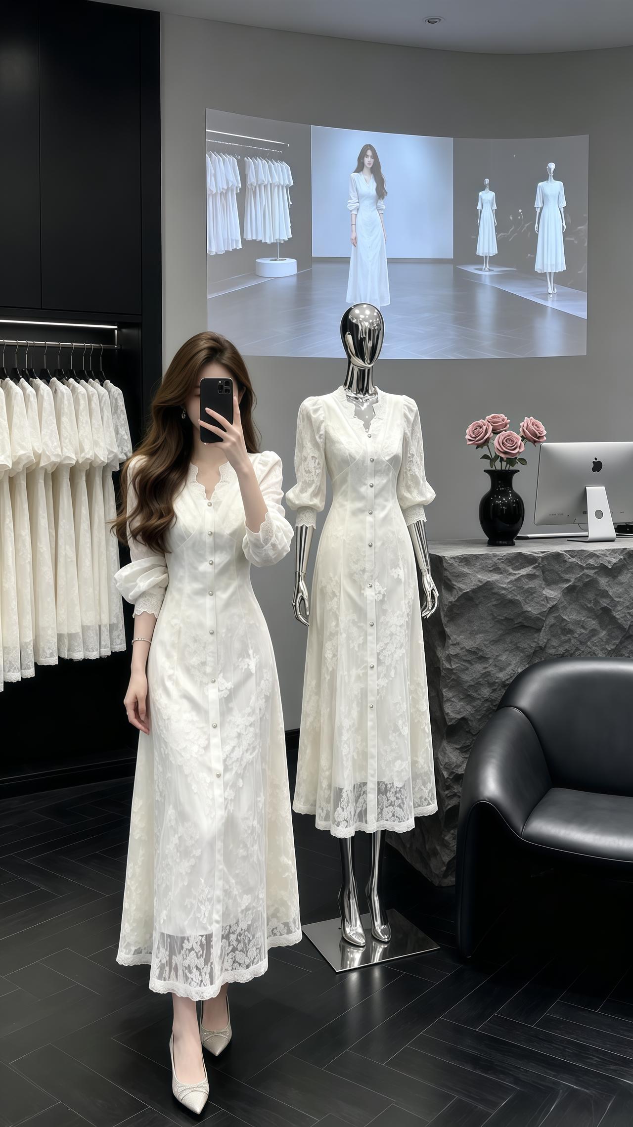 法式时尚轻奢蕾丝连衣裙 法式蕾丝裙 气质穿搭穿搭今天穿什么