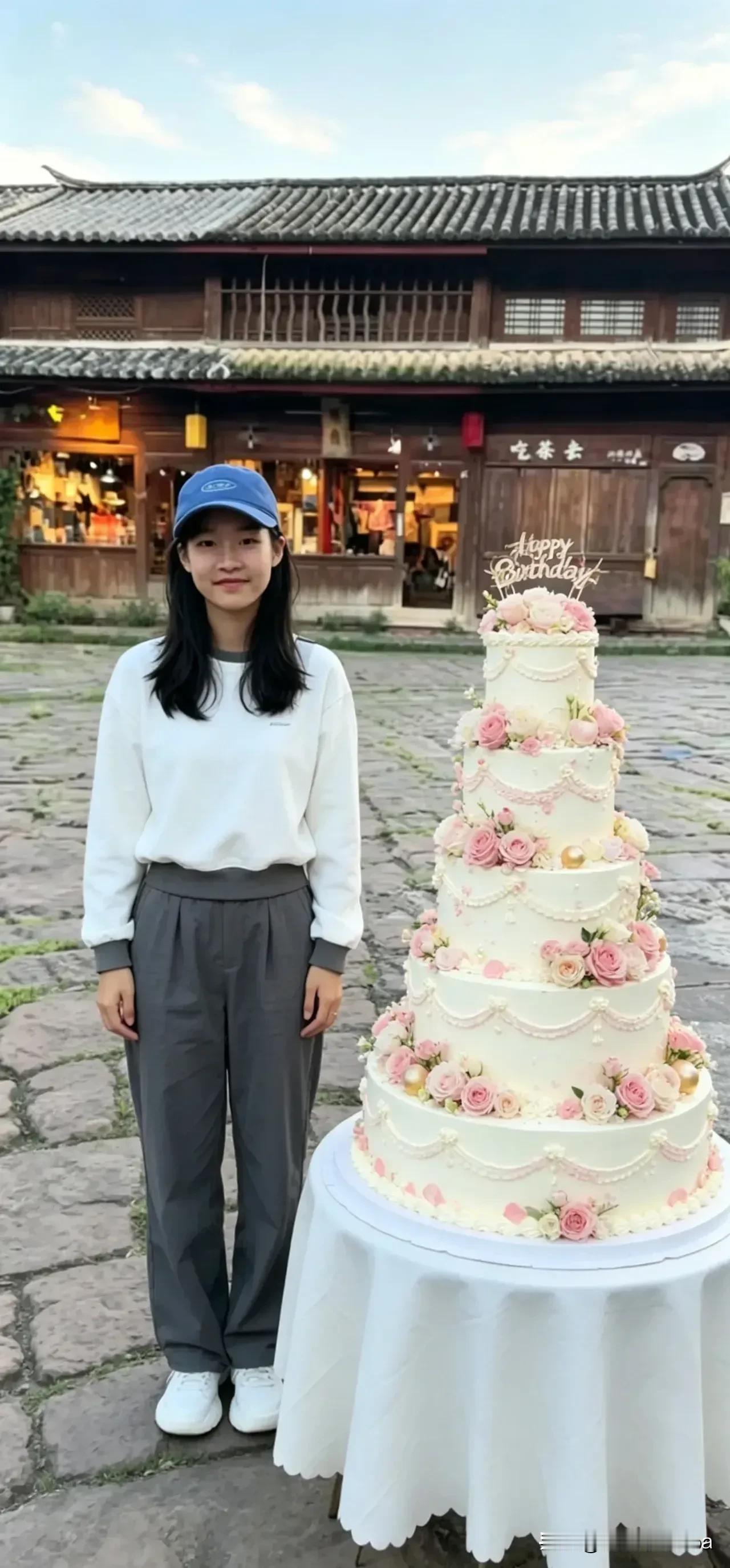 张姩菡小宝贝，今天是你的生日，十一岁的蜡烛已点亮！蛋糕旁的你，如出水芙蓉，笑靥如