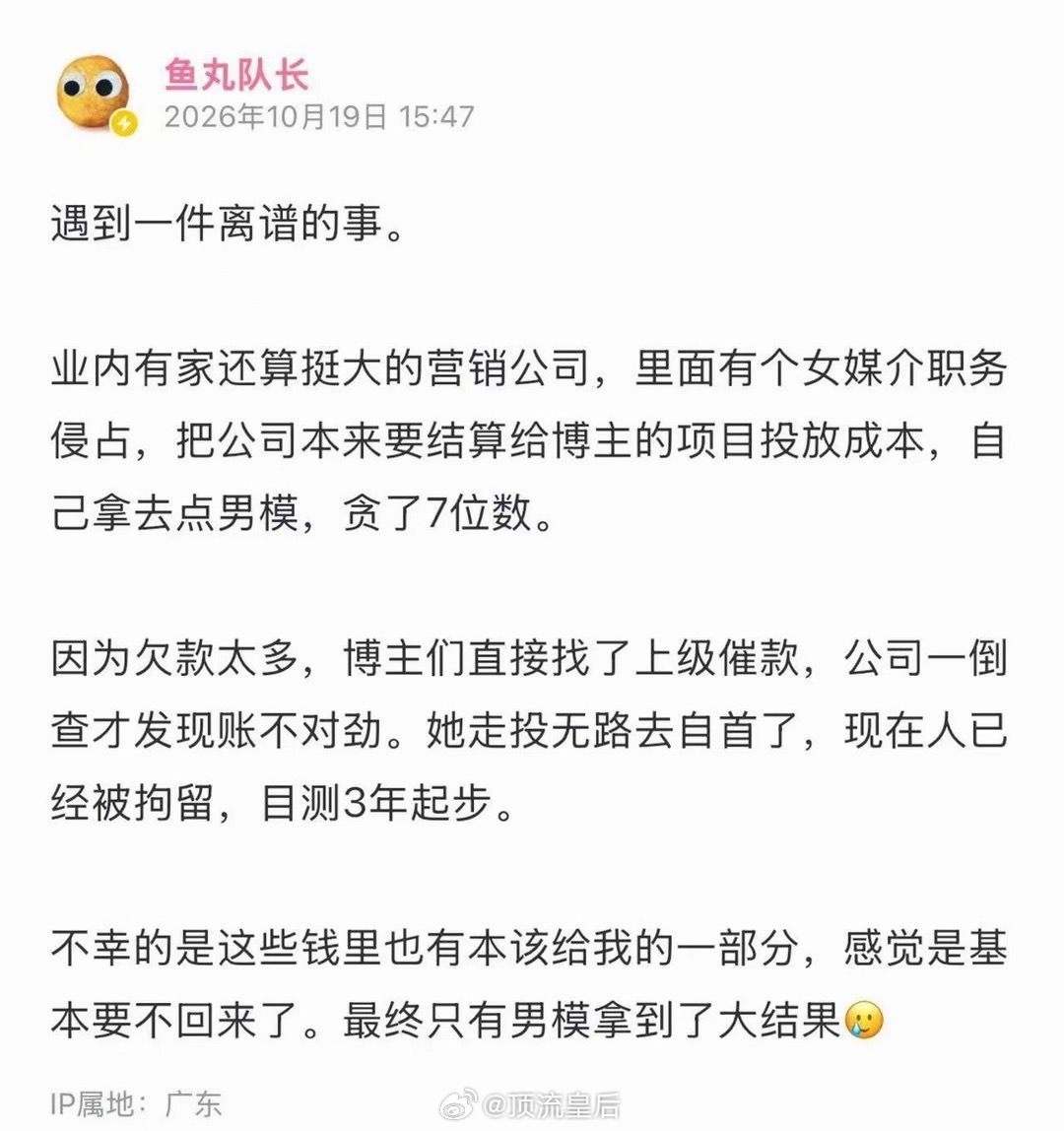 看我又吃到了什么🍉，营销公司女媒介职务侵占7位数用结算款点男模被公司倒查进去了