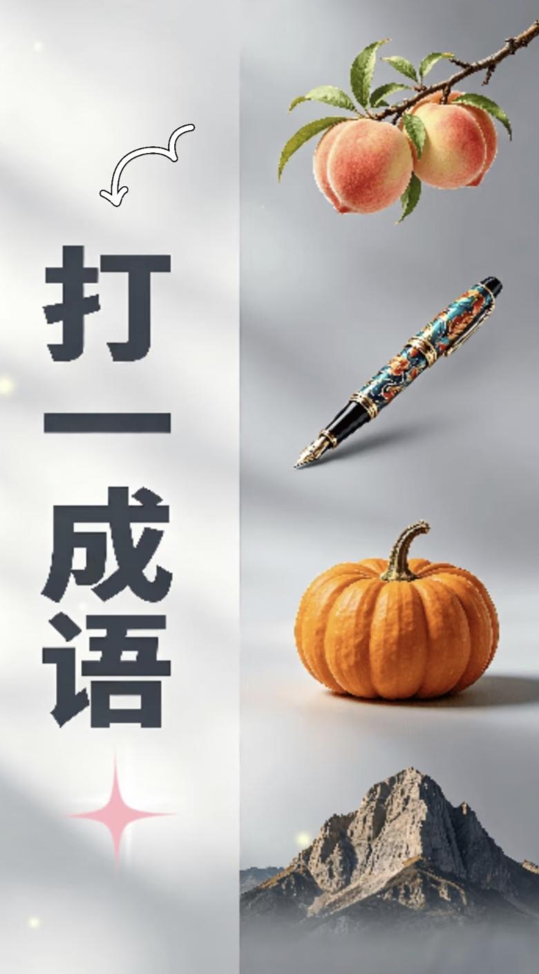 求含火的四字成语，越多越好桃子钢笔南瓜大山，打一成语，祝福类的