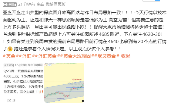 发贴不久立马站上4658附近！！4660是短期关键点反复遇阻可能回踩4620-4