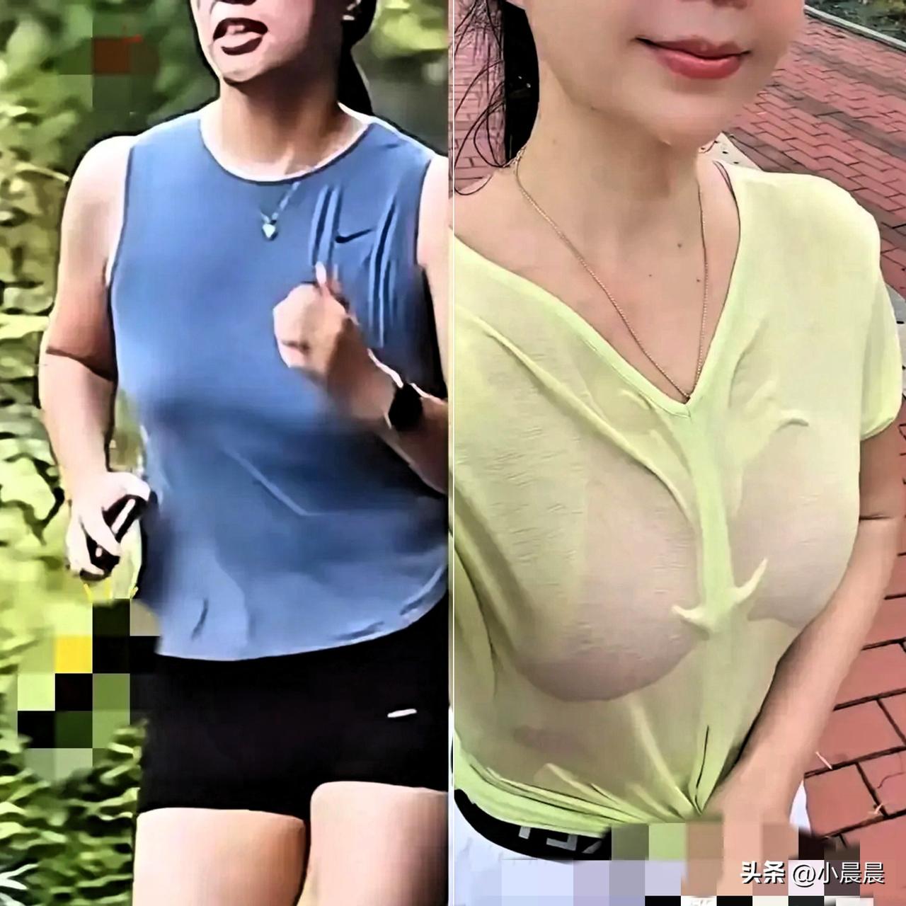 “两粒点顶在外面像什么样子！”

杭州晨跑姑娘穿运动背心被大妈当

众“教育”，