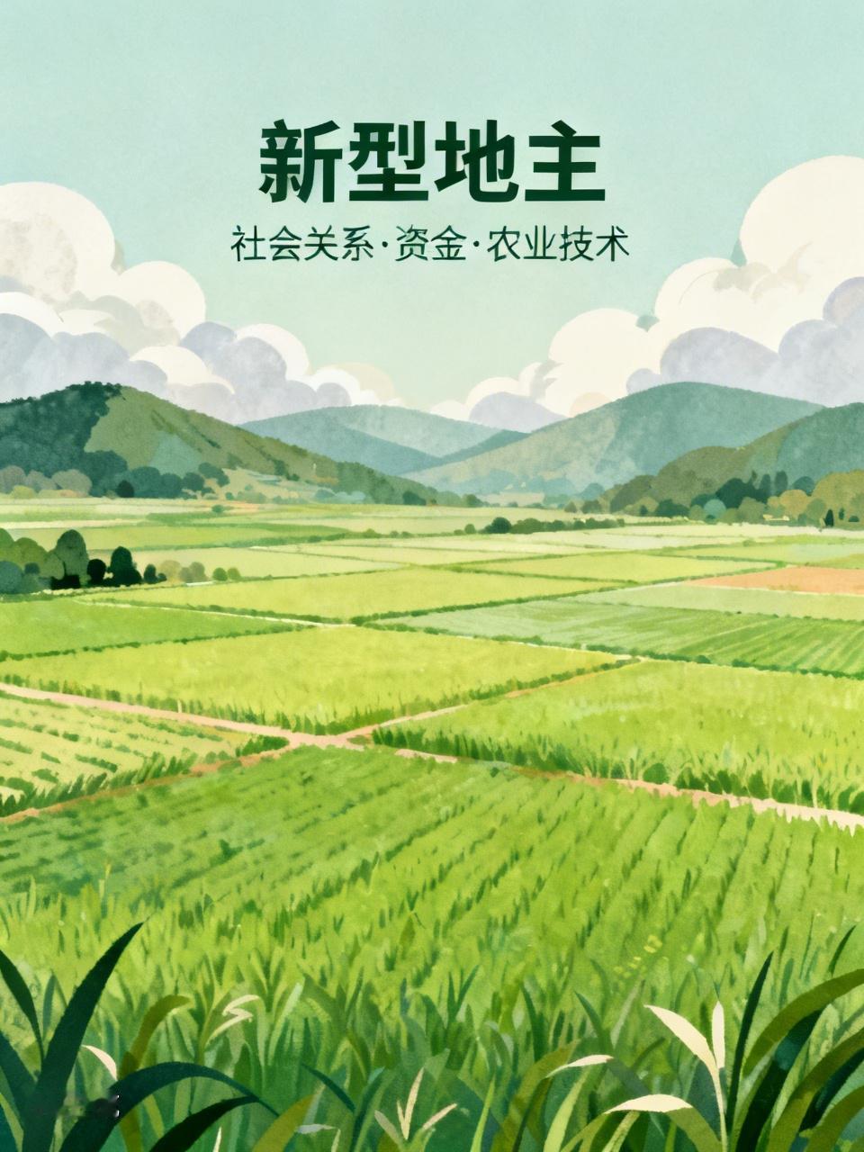 中国的新型地主：
一有很好的社会关系：这样的人才租或流转上万亩土地
二有钱：有钱