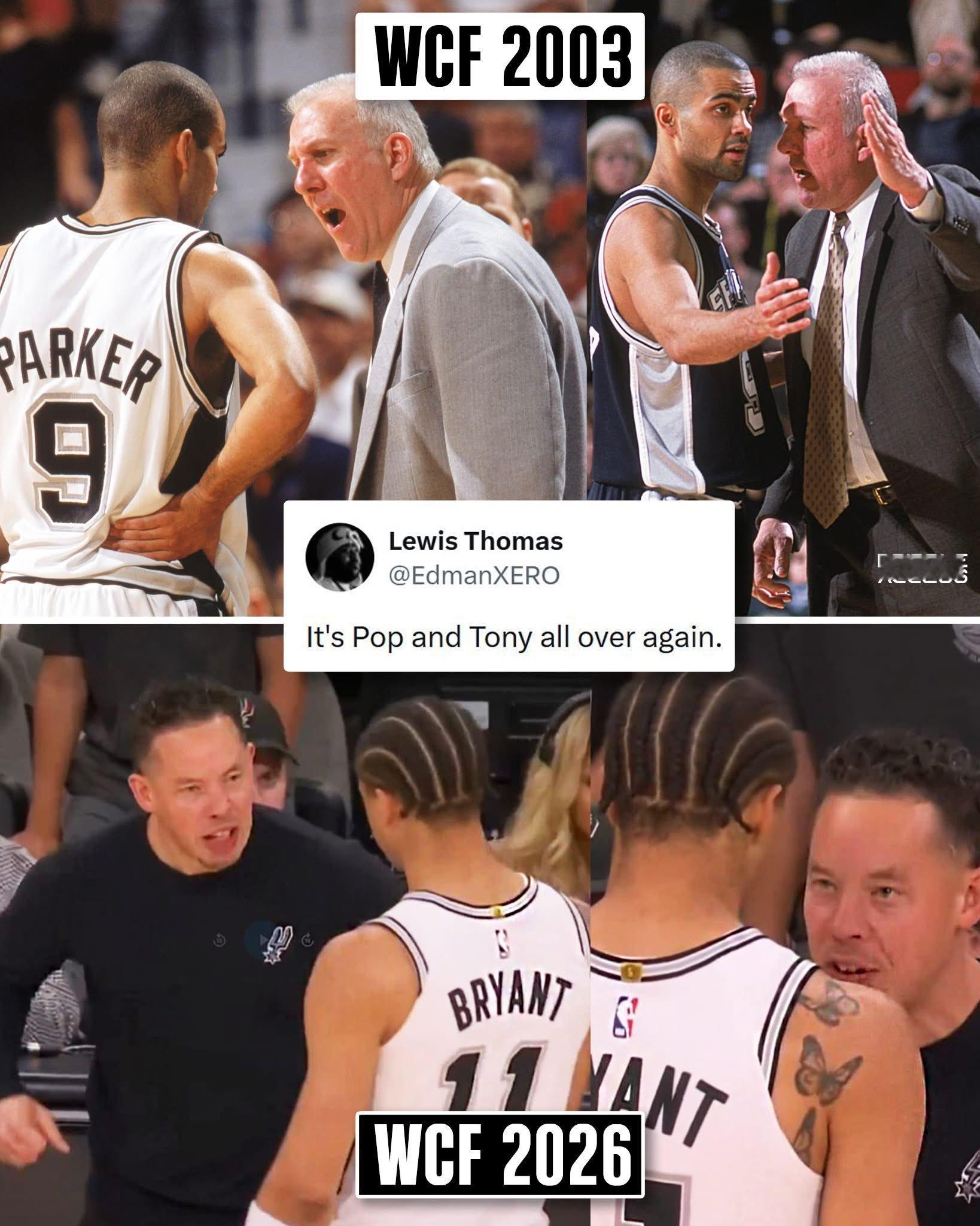 NBA 马刺文化 = 责任2003年：波波维奇指导20岁的托尼·帕克首次闯入西部