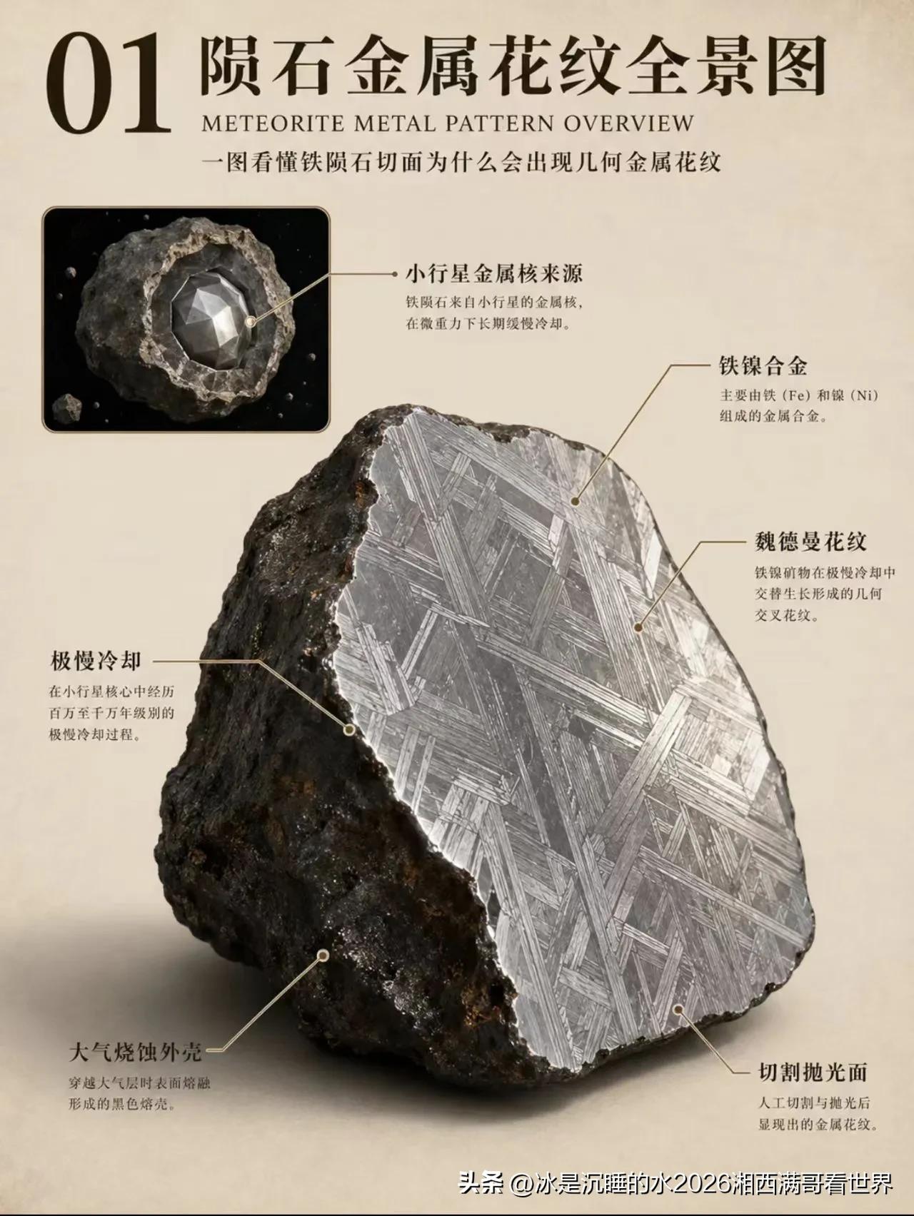 转发分享一组天外陨石的精彩靓图，附上陨石的结构和花纹成因的解说，让大家对陨石有所