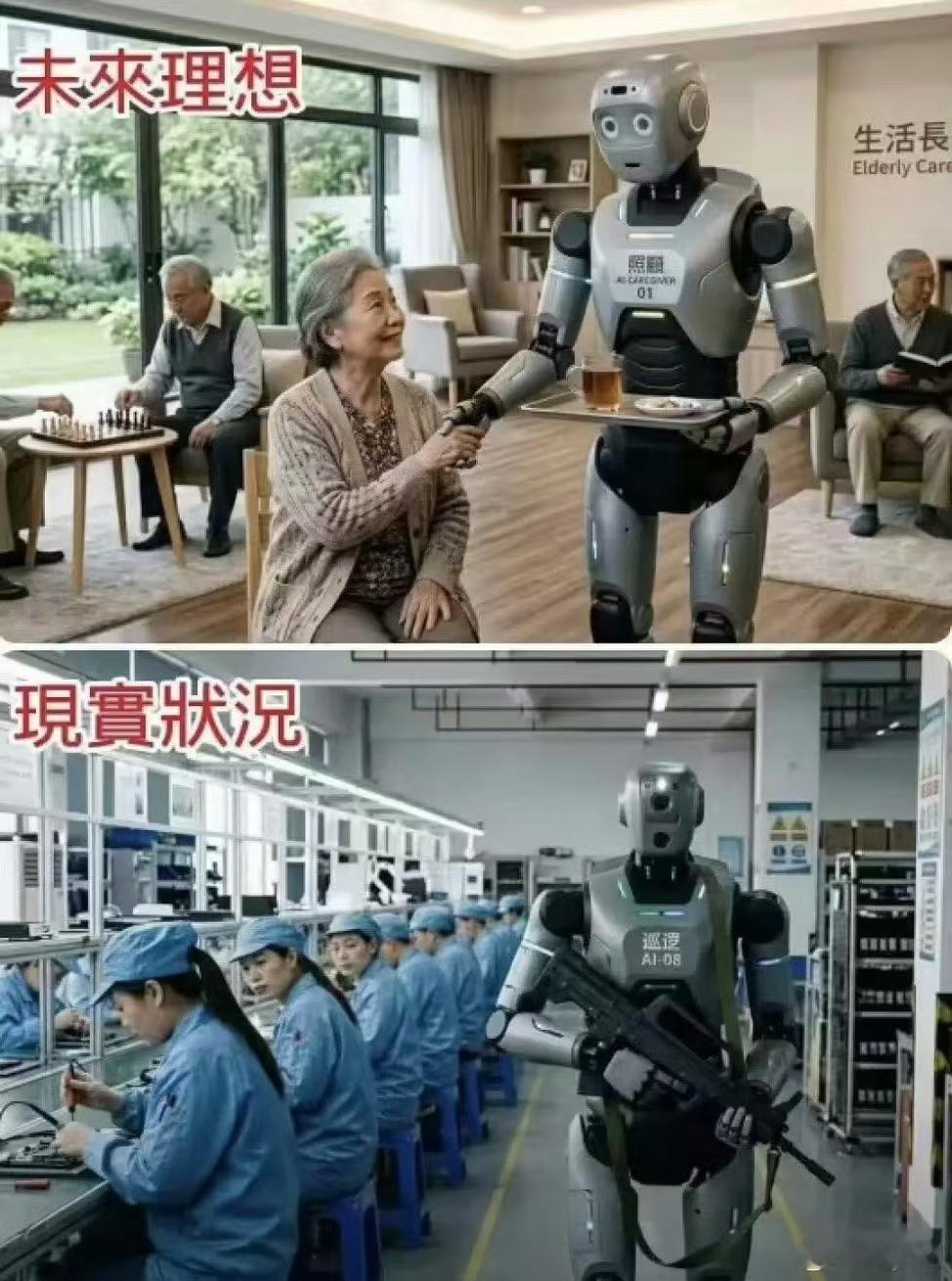 你认为未来的AI社会，会是哪一种？上图 下图[疑问] ​​​