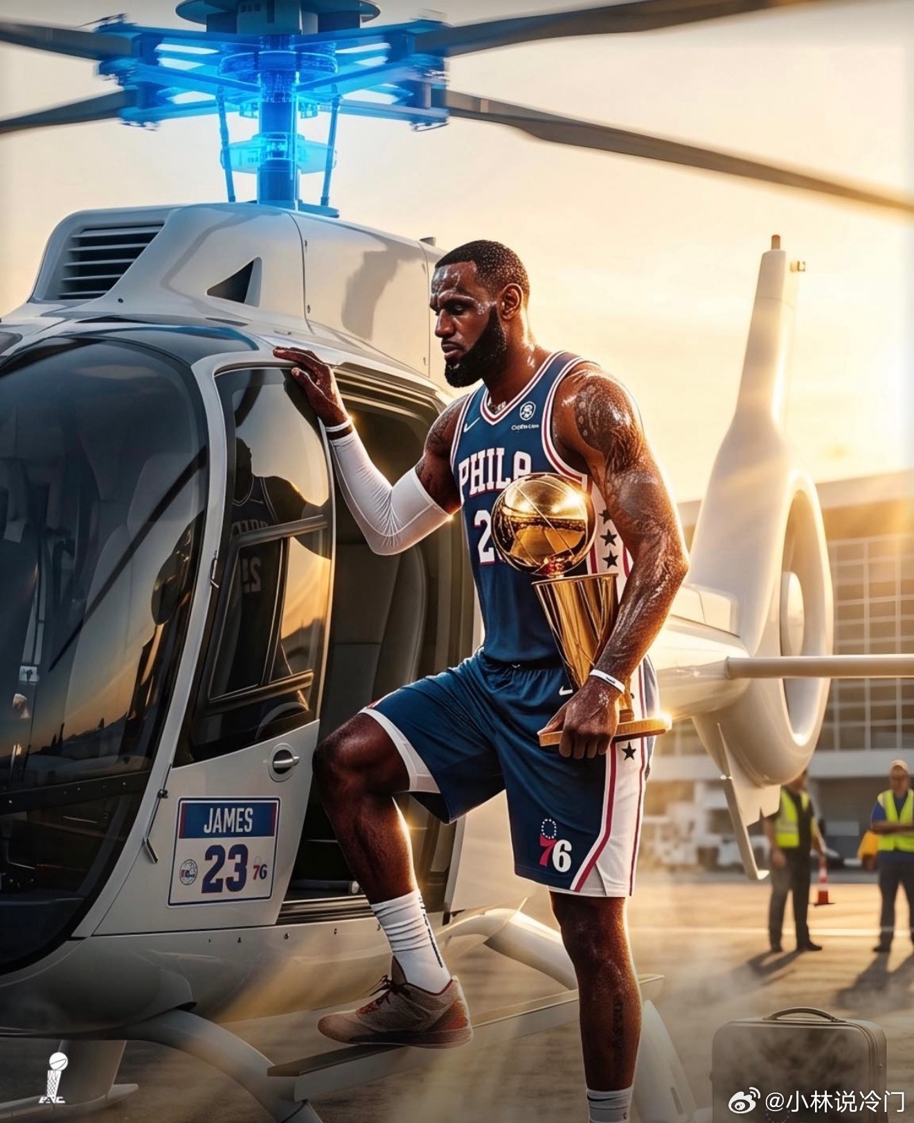 别人下班：堵车一个小时。詹姆斯下班：坐直升机回家。本来以为NBA超级巨星和我的差