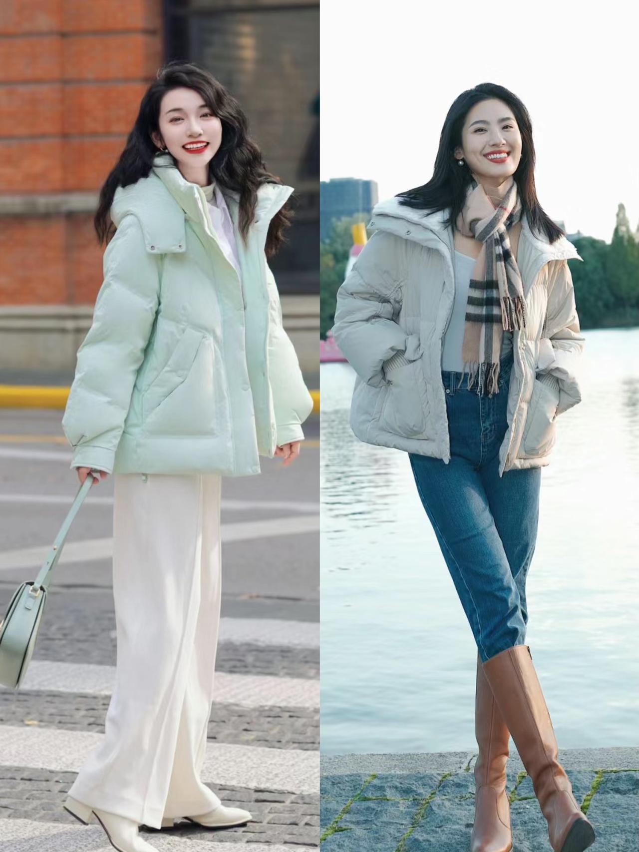 深秋流行“短款羽绒服”，搭裙子优雅、配裤子大方，时髦又显高！
深秋羽绒服建议穿短