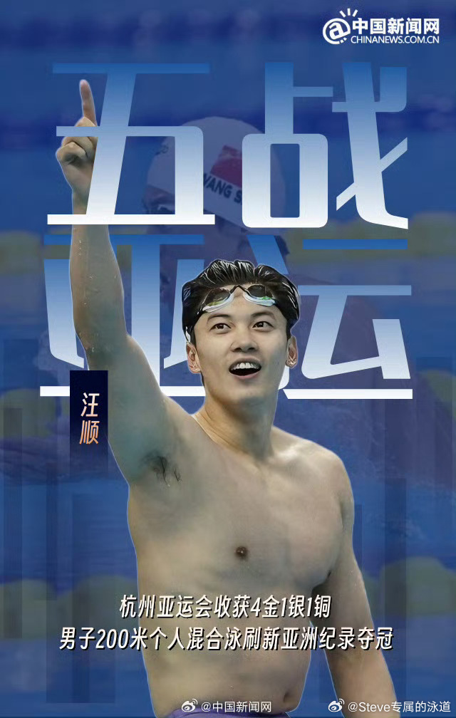 【汪顺亚运200混冲击3连冠】数说亚运会32岁的即将第5次踏上亚运赛场。上一届杭