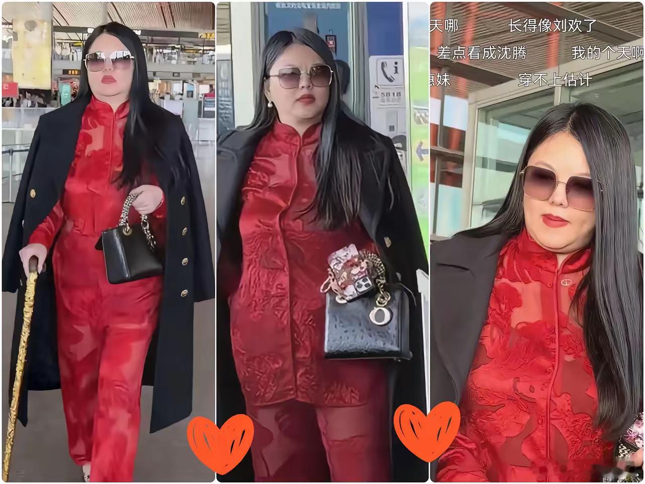 李湘已经胖到连走路都需要拄拐杖了，下巴和脖子快分不清，衣服都快撑不住，看着比王岳